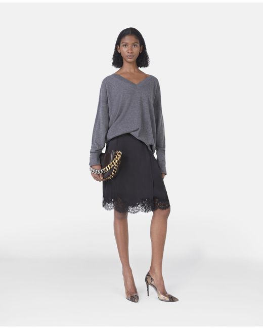Stella McCartney Gray Stella Iconic V-Neck Knitted Jumper