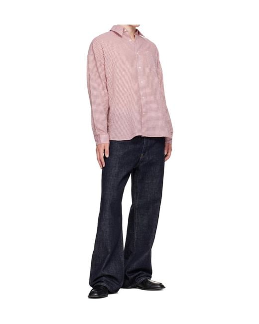 sunflower Pink Stable Check-Pattern Button-Down Shirt for men