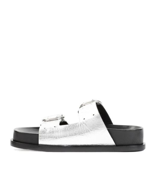 Jil Sander White Double Buckled Slip-On Sandals