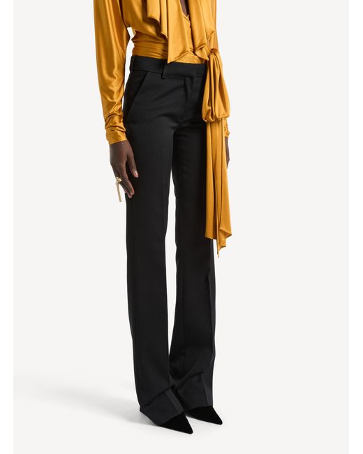 Balmain Black Low-Waisted Wool Satin Trousers