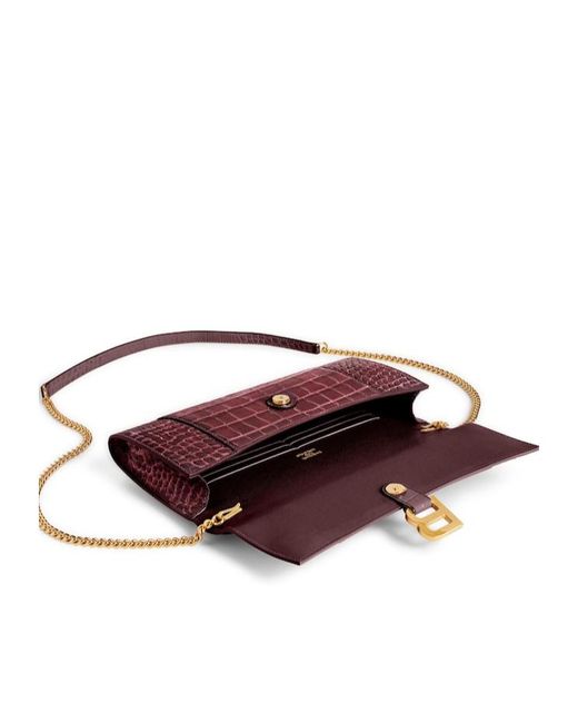 Balenciaga Red Hourglass Pochette With Chain