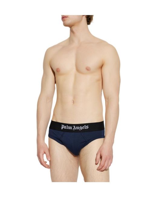 Palm Angels Blue Solid Color Underwear Set for men