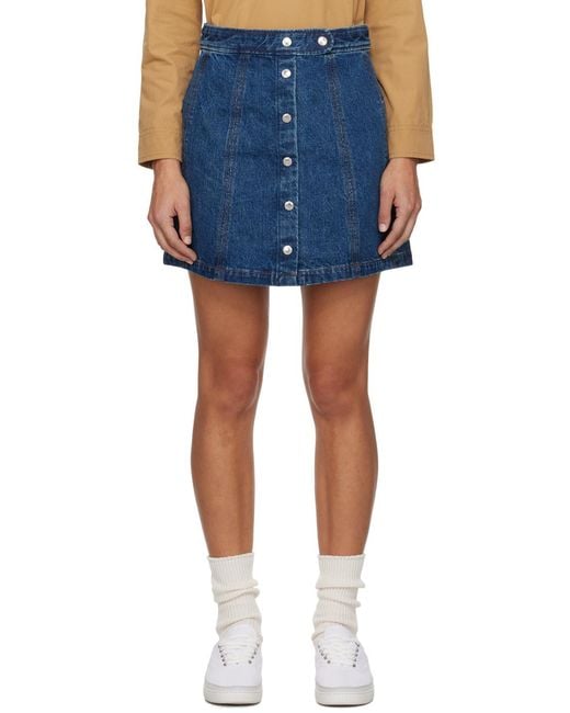 A.P.C. Blue A-Line Denim Miniskirt