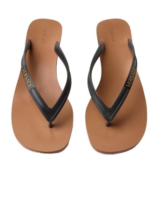Versace Brown Sophie Rubber Thong Sandals 40Mm