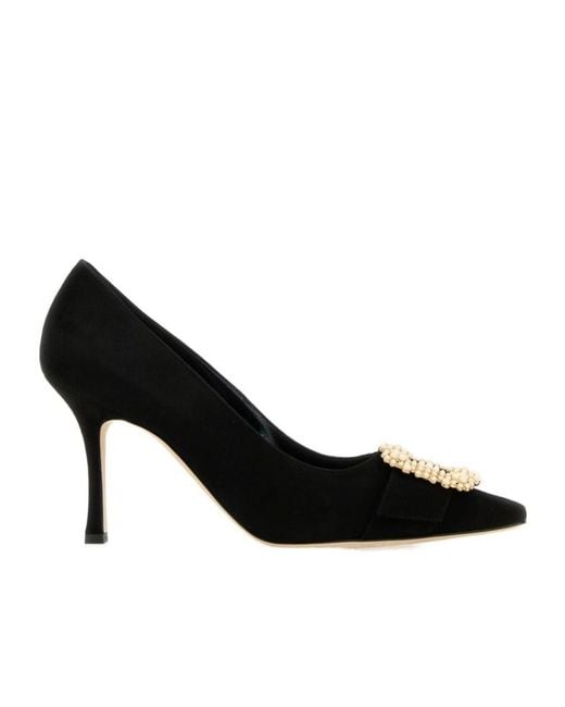 【送料&関税込】Manolo Blahnik Black Suede Giboa Pumps Manolo Blahnik Pointed Toe Pumps in Black | Lyst
