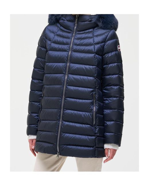 Colmar Blue A-Line Down Jacket With Faux Fur