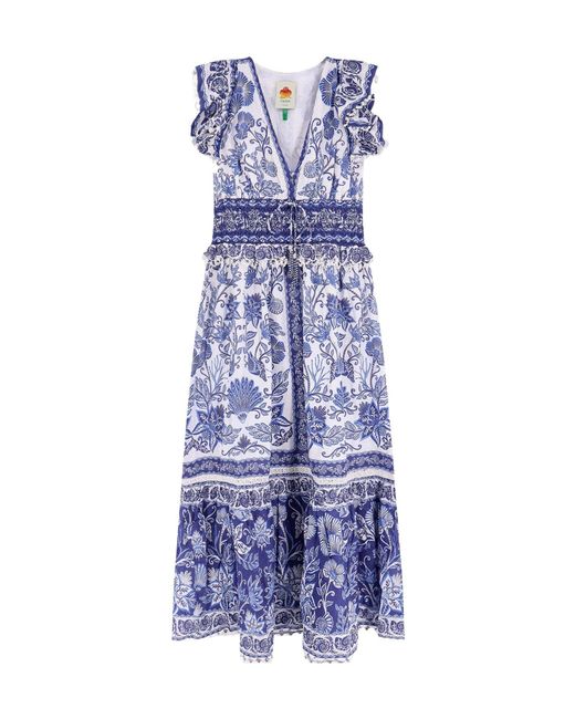 Farm Rio Blue Patterned Dress