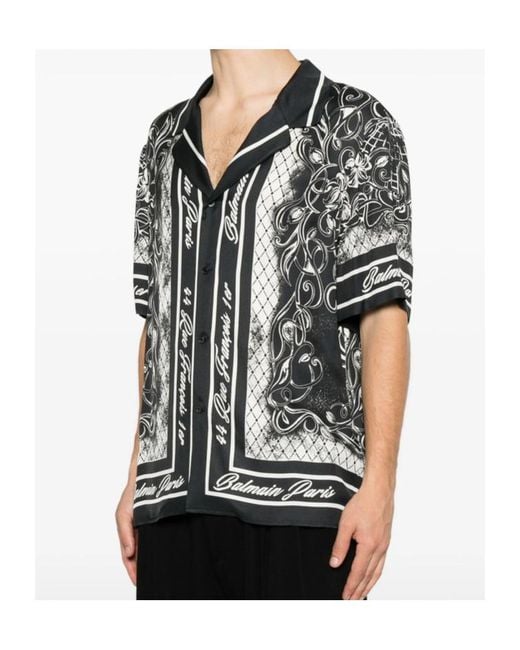 Balmain Black Baroque-Print Shirt for men