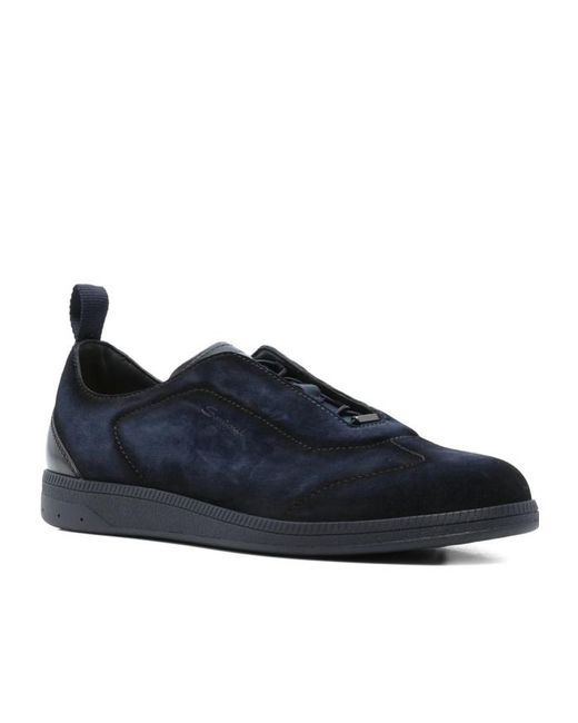 Santoni Blue Lume Lace-Up Sneakers for men