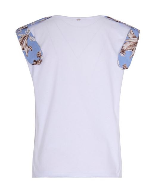 Liu Jo White Floral Printed Sleeve T-Shirt