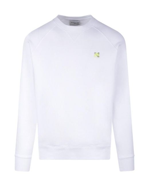 Maison Kitsuné White Fox Head-Embroidered Crew-Neck Sweatshirt for men