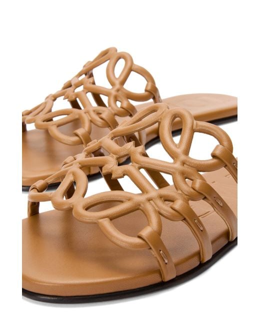 Loewe Brown Petal Anagram Calfskin Sandals
