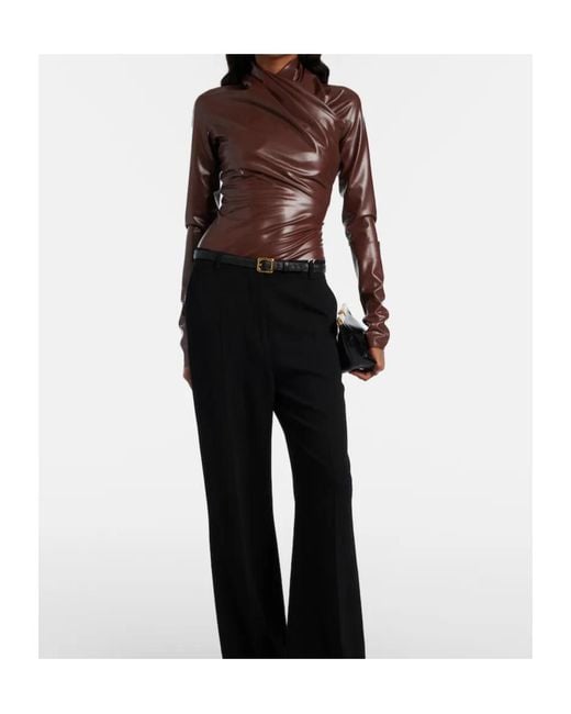 Mugler Brown Draped Bodysuit