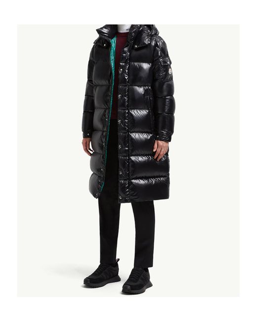 Moncler Black Hanoverian Logo Patch Quilted Coat for men