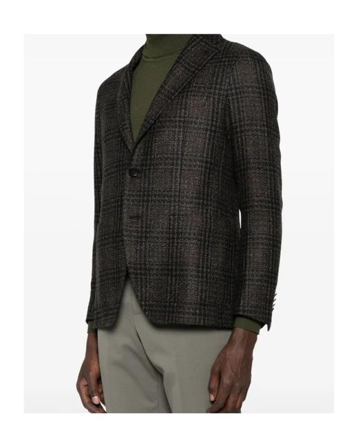 Tagliatore Black Check Patterned Single-Breasted Blazer for men