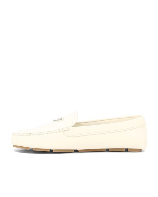 Prada Natural Logo Plaque Slip-On Loafers for men