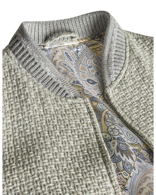Etro Gray Chunky Knitted Bomber Jacket for men