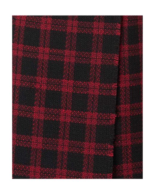 Pinko Red Checked Belted Skirt