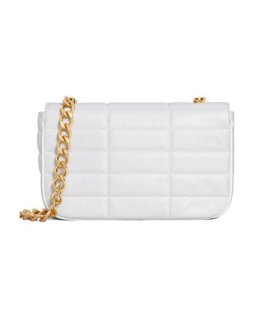 Céline White Chain Shoulder Bag Matelasse Monochrome