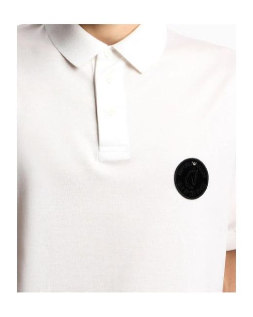 Emporio Armani White Appliqué Polo Shirt for men