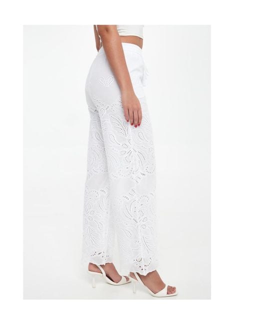 ERMANNO FIRENZE Gray Broderie Wide-Leg Pants