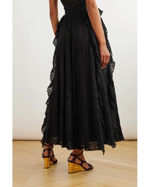 Chloé Black Open-Knit Plissé Maxi Skirt