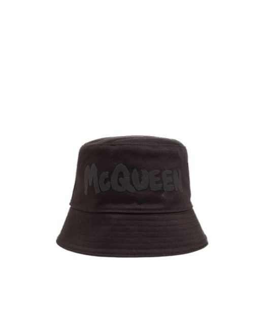 McQueen Logo Graffiti Printed Bucket Hat in Black for Men | Lyst