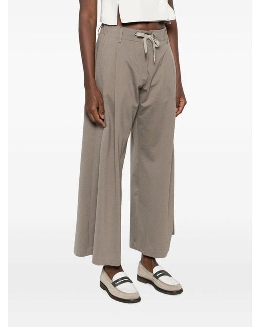 Brunello Cucinelli Gray Drawstring Pleated Trousers