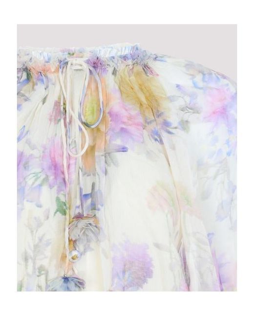 Zimmermann White Luna Ruffled Floral Printed Jumpsuit
