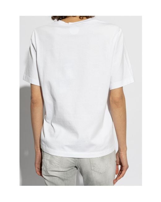 DSquared² White Logo Rhinestone Embellished Crewneck T-Shirt