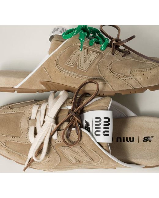 Miu Miu Green X New Balance 530 Sl Lace-Up Mules