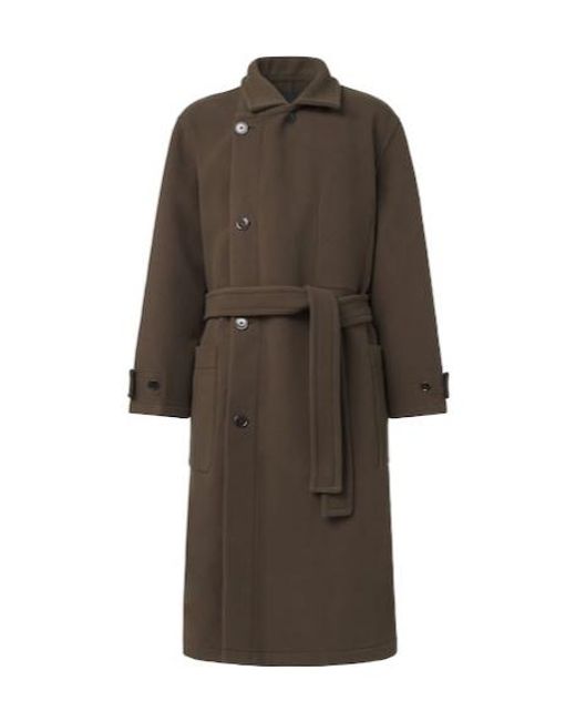 Lemaire Brown Wool Wrap Coat for men