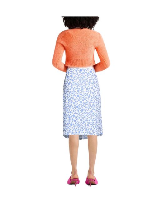 Marni Blue Floral Print Pleated Skirt