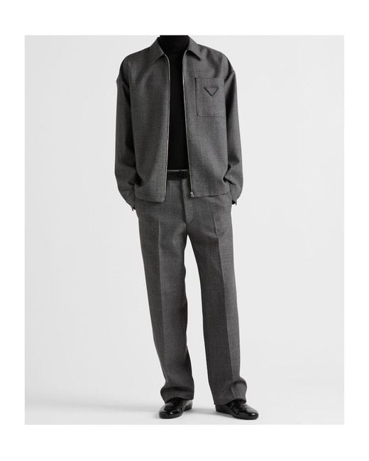 Prada Gray Wool Pants for men