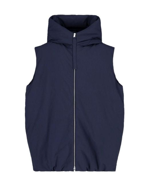 Jil Sander Blue Zip-Up Gilet for men