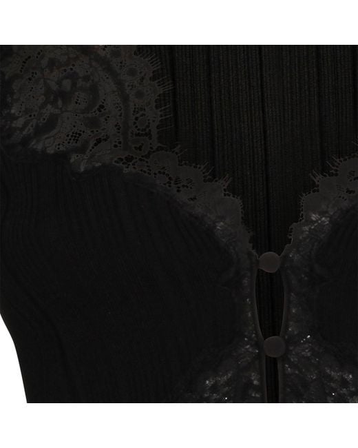 Self-Portrait Black Lace Button Top