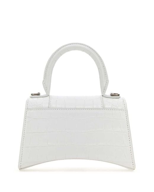 Balenciaga White Hourglass Xs Top Handle Bag
