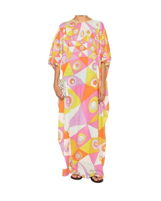Emilio Pucci Pink Pucci Geometric Print Kaftan Dress