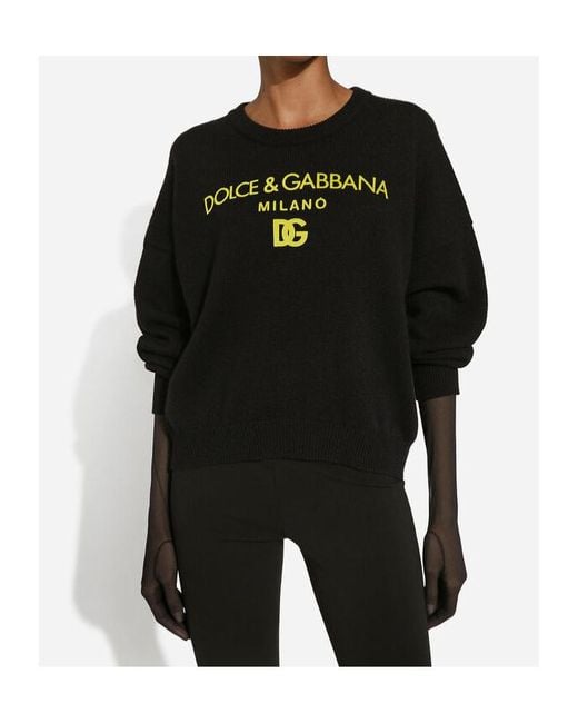 Dolce & Gabbana Black Logo Printed Knit Jumper