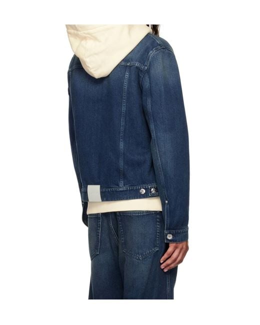 Lanvin Blue Lapel Long-Sleeved Denim Coat for men