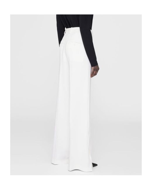 Anine Bing White Lyra Pressed-Crease Tailored Trousers