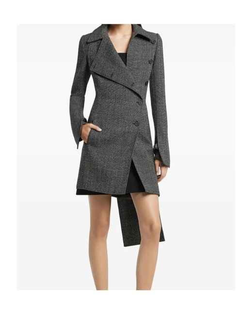 Courreges Gray Asymmetric Wool Coat