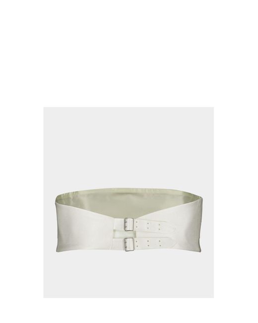 Stella McCartney White Pleat Detailed Satin Belt