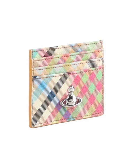 Vivienne Westwood White Logo Plaque Checked Wallet