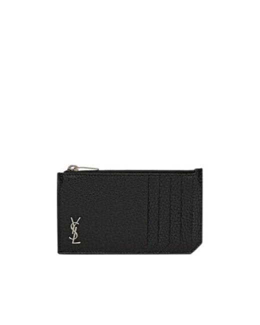 Saint Laurent Black Tiny Cassandre Frangments Zipped Card Case for men