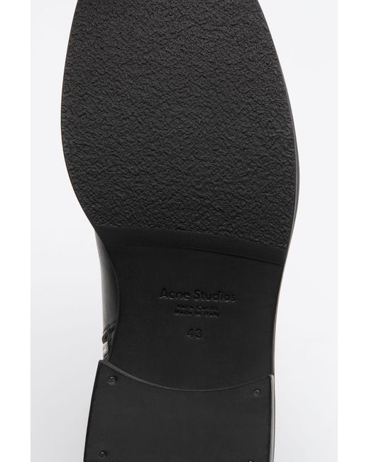 Acne Black Leather Waxed Boots for men