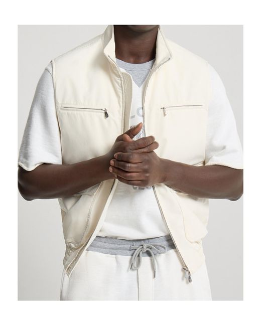 Brunello Cucinelli White Bonded Padded Gilet for men