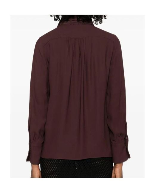 Elisabetta Franchi Purple V-Neck Sash Belt Blouse
