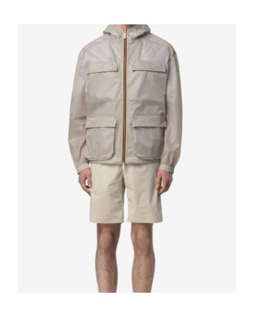 K-Way Gray Hooded Pocket Jacket for men