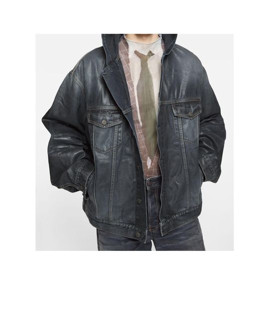 Acne Gray Hooded Buttoned Jacket for men
